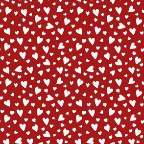White Hearts on Red - Small Scale