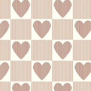 Sweet Valentine Heart Checkerboard-Brown