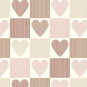 Sweet Valentine Heart Checkerboard-Neutral Multicolor