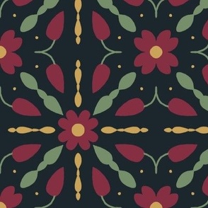 Moroccan Tile - Multi, Red, Green, Dark Grey