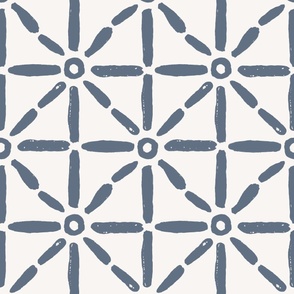 hand drawn mud cloth style tile - blue and cream