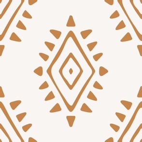 hand drawn abstract aztec style symbol - cream and ochre - Large
