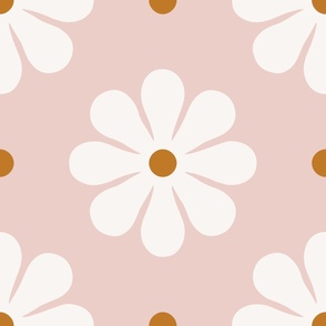 bold geometric daisies on pink - Jumbo