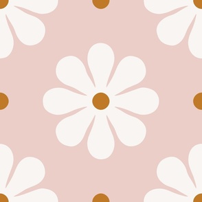 bold geometric daisies on pink - Large