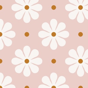 bold geometric daisies on pink - Medium