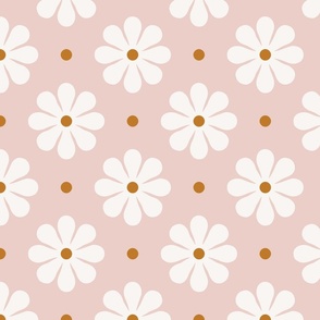 bold geometric daisies on pink - Small