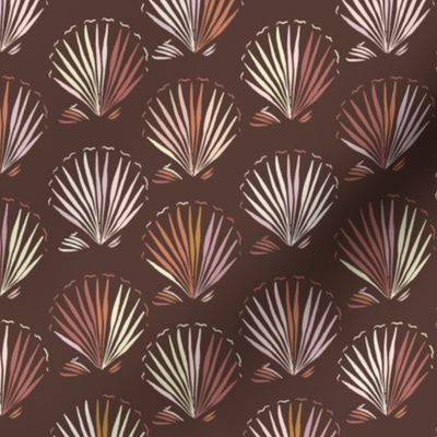 Summer beach mermaid seashell stripes in brown LARGE