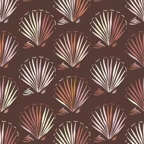 Summer beach mermaid seashell stripes in brown LARGE