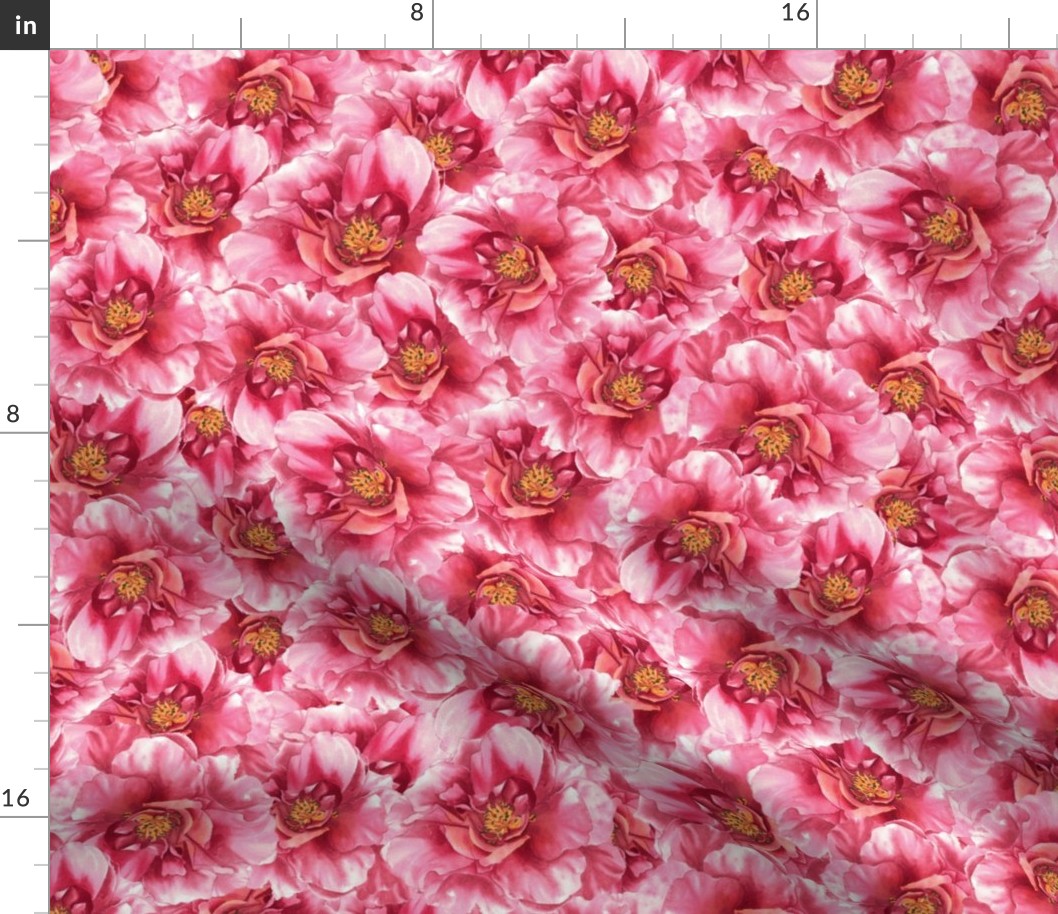 Pink Springtime Roses Fabric