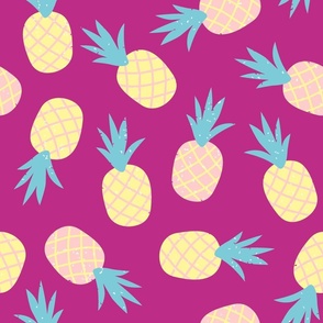 Pastel Pineapples on Purple Background