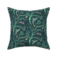 Whale Forest (aqua/teal) MED 