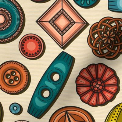 The Buttons Collection  / Mid Century  Modern Version / Large Scale, Wallpaper