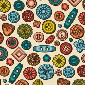 The Buttons Collection  / Mid Century  Modern Version / Large Scale, Wallpaper