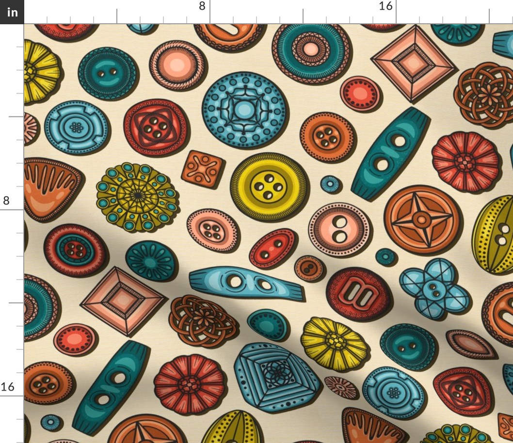 The Buttons Collection  / Mid Century  Modern Version / Large Scale, Wallpaper