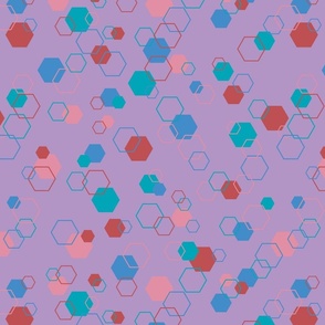 Random pink, blue, teal and red octagons - Medium scale
