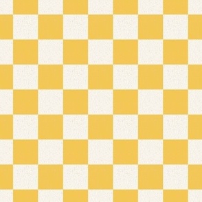 Small scale textured lemon yellow and off white bold geometric checkerboard, organic speckles in contrasting colours, for adult apparel, elegant pjs, pretty pillows and cosy home decor 