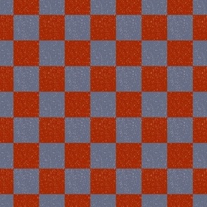 Small scale textured burnt sienna and grey bold geometric checkerboard, organic speckles in contrasting colours, for adult apparel, elegant pjs, pretty pillows and cosy home decor 