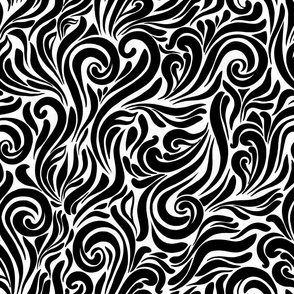 Black and white waves. Natural abstract shapes. Organic geometric. 