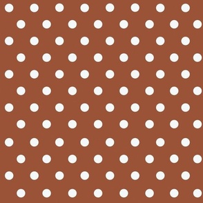 White Polka Dots On Terracotta Orange Medium
