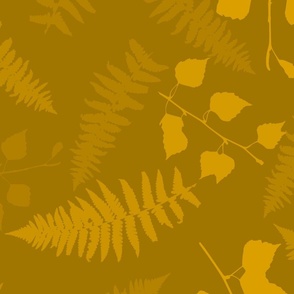 Fern and Birch Leaves Gold 