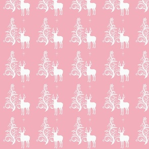Christmas Buck, deer in pink and white, retro Christmas