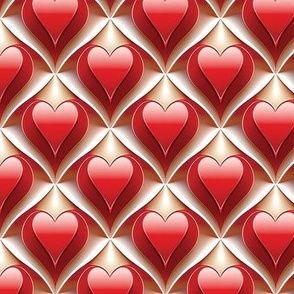 Pin-tuck hearts red, ivory Valentine