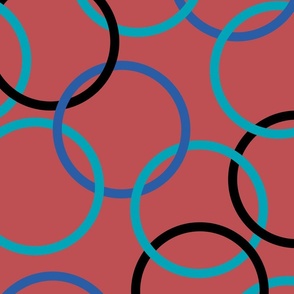 Blue, black and teal interlocking rings - Medium scale