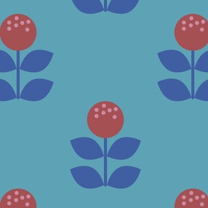 Large blue and red flowers - Large scale