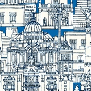 Mexico City toile blue