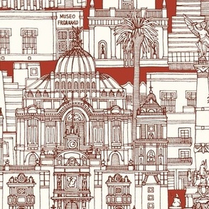 Mexico City toile paprika