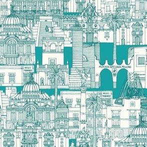 Mexico City toile turquoise small