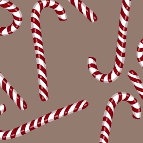 Lots of Candy Canes // large scale // taupe background
