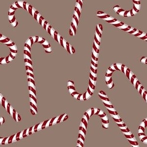 Lots of Candy Canes // medium scale // taupe background