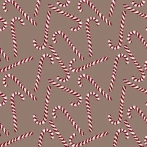 Lots of Candy Canes // small scale // taupe background