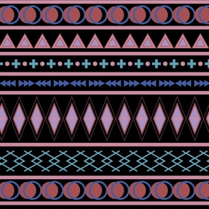 Geometric shapes in teal, red, blue, purple and pink - Large scale