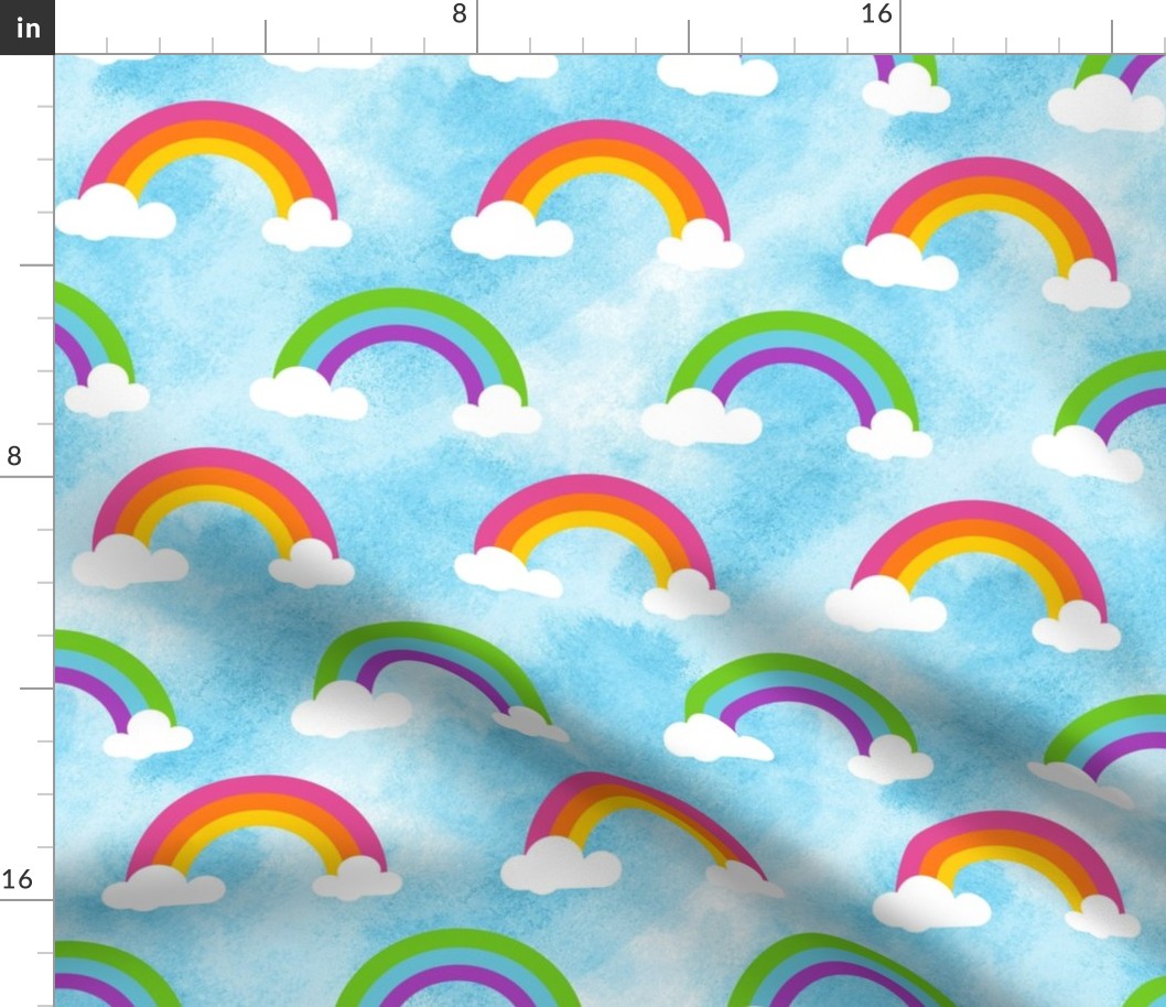 Large Scale Candy Color Rainbows and Clouds