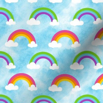 Medium Scale Candy Color Rainbows and Clouds