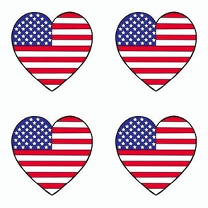 US flag hearts on white