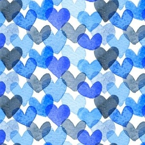 Beautiful Blue: calming watercolor hearts