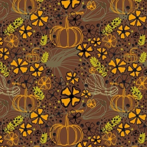 Autumn/Fall Pumpkins on Cinnamon Brown #6FA422B