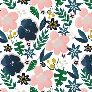 Pink and Blue Sassy Florals Pattern