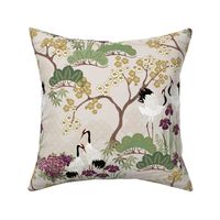 Japanese Garden Gold 14 inch repeat SMALL BIRDS