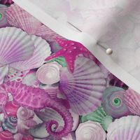 Seashells Sea Shells Seamless Pattern Pink Seahorse