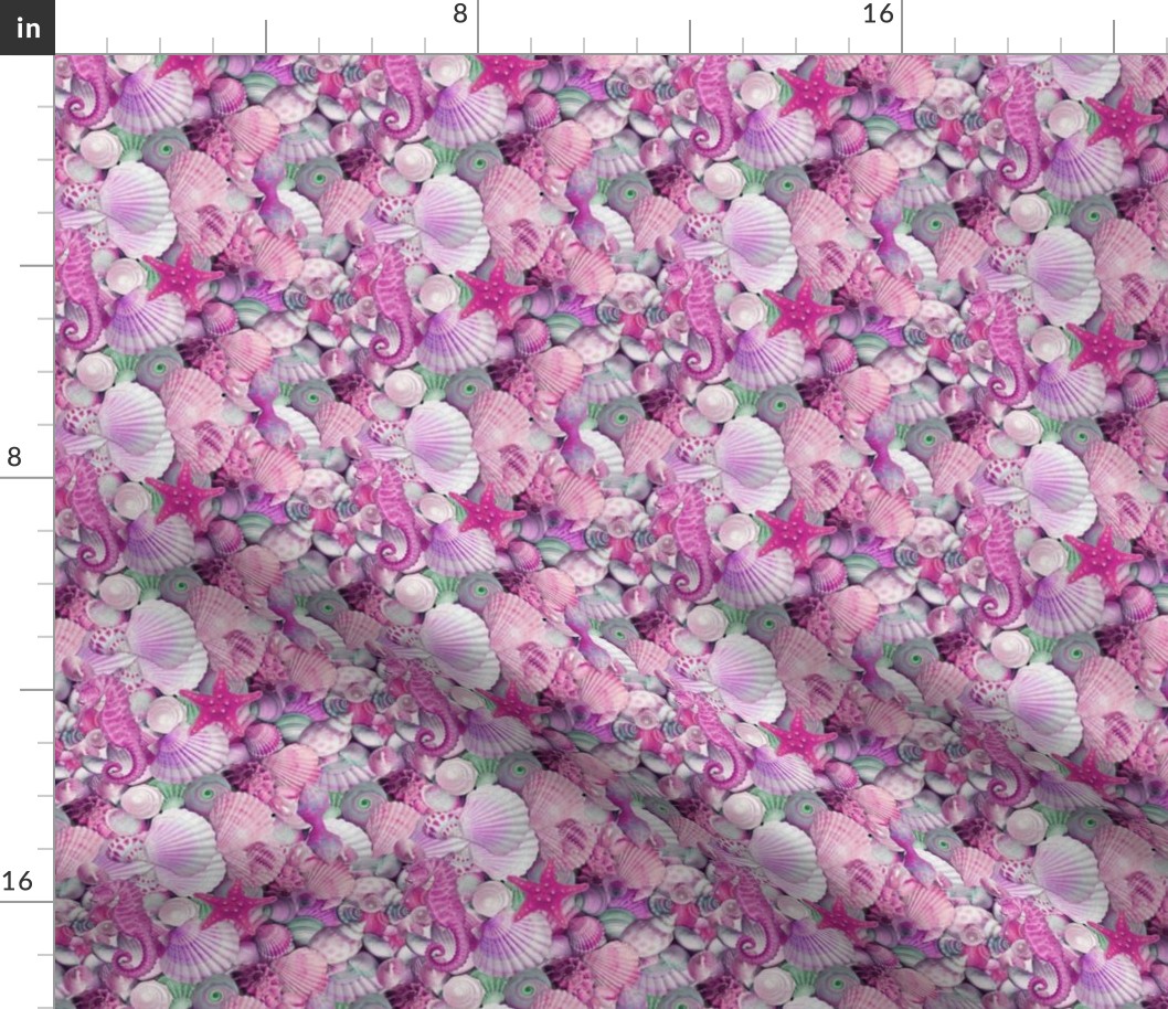 Seashells Sea Shells Seamless Pattern Pink Seahorse