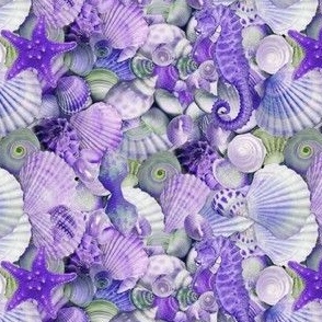 Purple Sea Shells Art Print by A Little Leafy