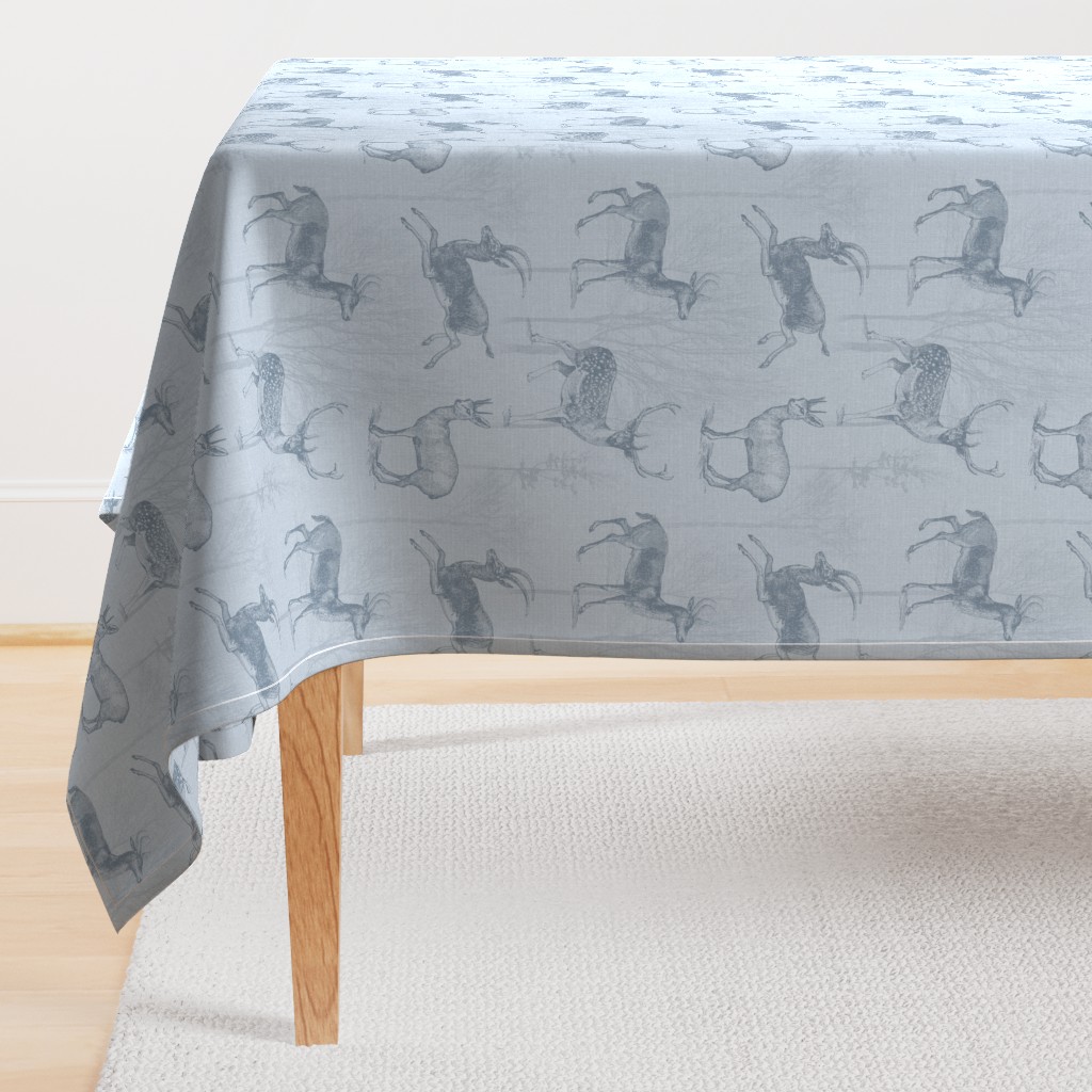 VINTAGE ANIMALS WITH HORNS - FADED GRAY BLUE