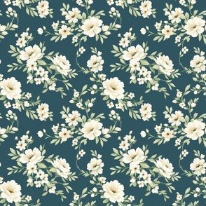 small teal floral pattern, Art Nouveau,William Morris,Arts and Crafts,Vintage,Retro,Victorian,Design,Aesthetics,Nature-inspired,Ornate,Textiles,Floral patterns,Stylized forms,Curvilinear,Handcrafted,Colorful,Timeless,Decoration,Organic shapes,Nouveau Rich