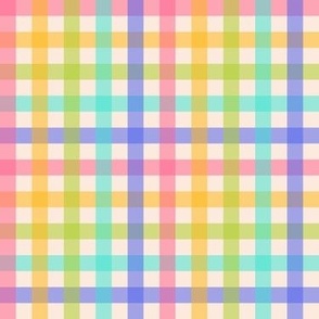 Pastel Gingham on Cream Background 