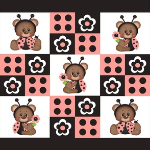 Coral Ladybug Quilt Baby Girl 
