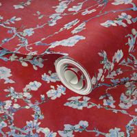 Almond blossom seamless pattern 3 red